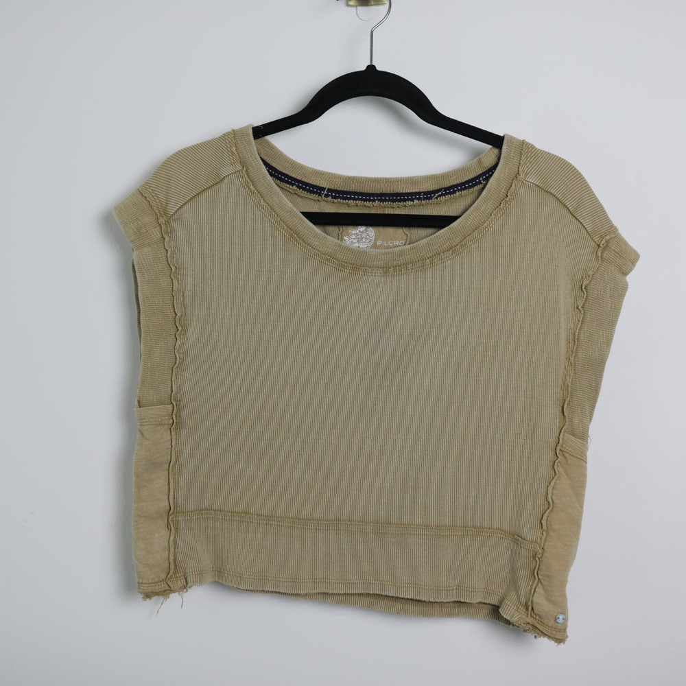 Anthropologie Pilcro & the Letterpress Ribbed Knit Cropped Muscle Sweatshirt